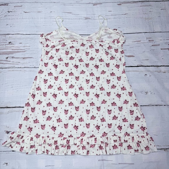 Anthropologie Floral Ruffle Mini Dress Cottagecore Babydoll Size Large - Picture 3 of 9